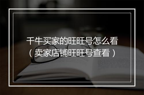 千牛买家的旺旺号怎么看（卖家店铺旺旺号查看）