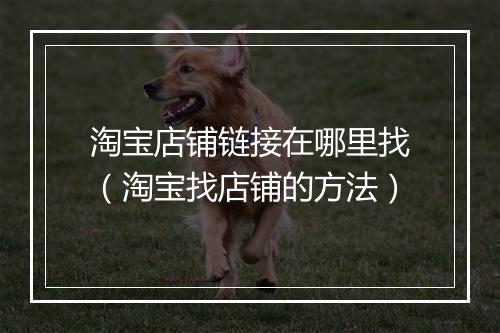 淘宝店铺链接在哪里找（淘宝找店铺的方法）