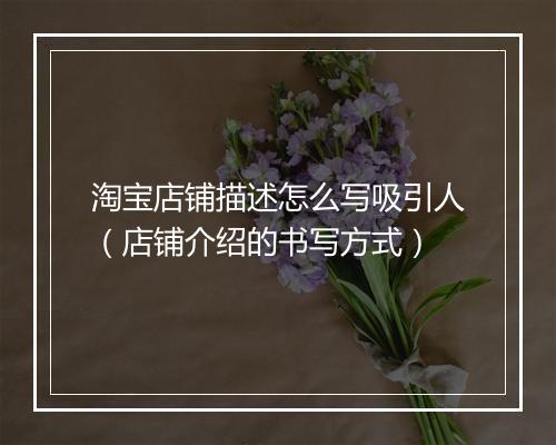 淘宝店铺描述怎么写吸引人（店铺介绍的书写方式）