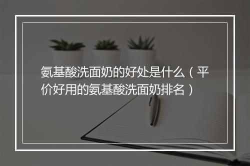 氨基酸洗面奶的好处是什么（平价好用的氨基酸洗面奶排名）