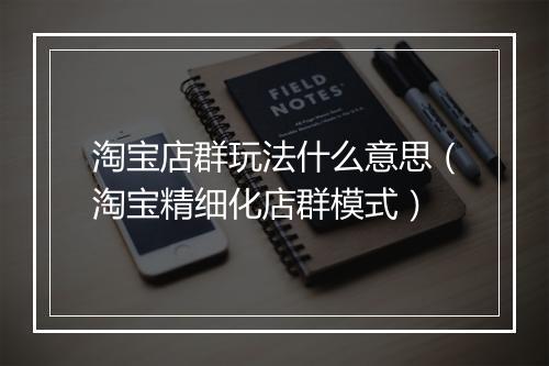 淘宝店群玩法什么意思（淘宝精细化店群模式）