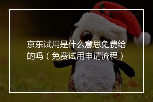 京东试用是什么意思免费给的吗（免费试用申请流程）