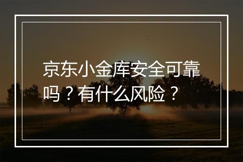京东小金库安全可靠吗？有什么风险？