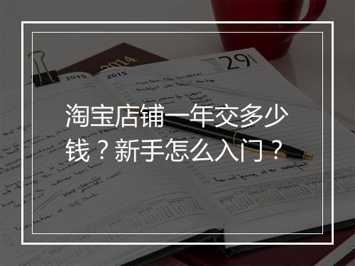 淘宝店铺一年交多少钱？新手怎么入门？