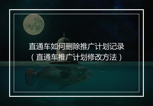 直通车如何删除推广计划记录（直通车推广计划修改方法）