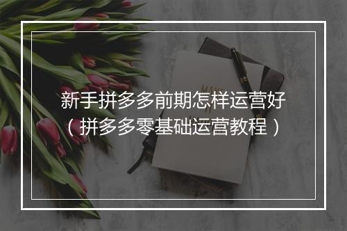 新手拼多多前期怎样运营好（拼多多零基础运营教程）