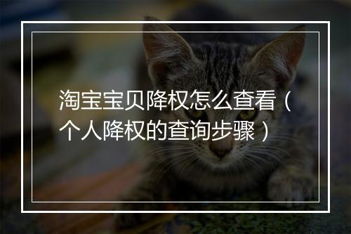 淘宝宝贝降权怎么查看（个人降权的查询步骤）