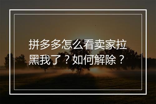 拼多多怎么看卖家拉黑我了？如何解除？