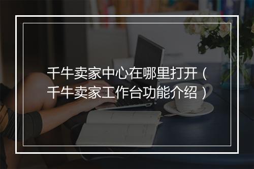 千牛卖家中心在哪里打开（千牛卖家工作台功能介绍）