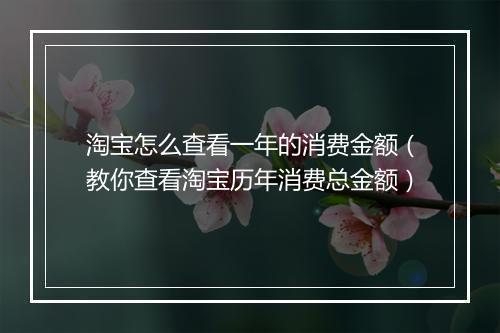 淘宝怎么查看一年的消费金额（教你查看淘宝历年消费总金额）