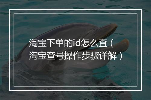淘宝下单的id怎么查（淘宝查号操作步骤详解）
