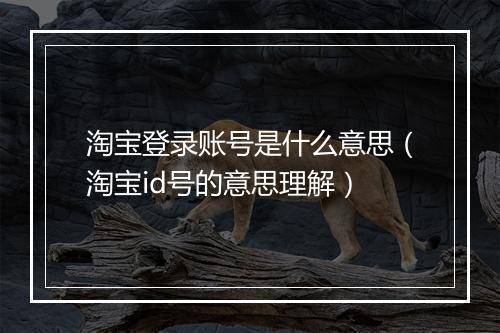 淘宝登录账号是什么意思（淘宝id号的意思理解）