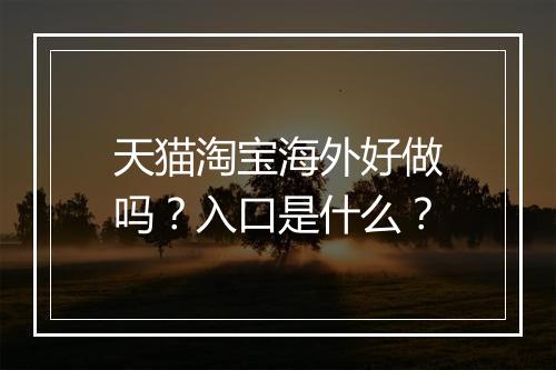 天猫淘宝海外好做吗？入口是什么？