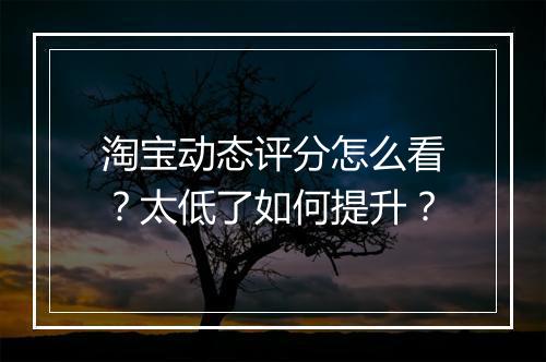 淘宝动态评分怎么看？太低了如何提升？
