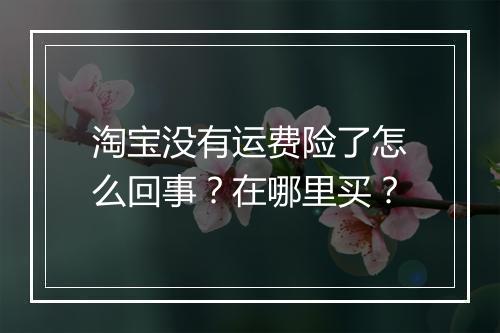 淘宝没有运费险了怎么回事？在哪里买？