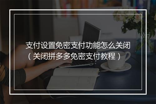 支付设置免密支付功能怎么关闭（关闭拼多多免密支付教程）