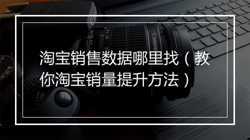 淘宝销售数据哪里找（教你淘宝销量提升方法）