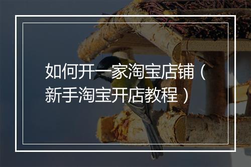 如何开一家淘宝店铺（新手淘宝开店教程）