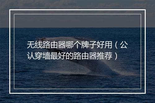 无线路由器哪个牌子好用（公认穿墙最好的路由器推荐）