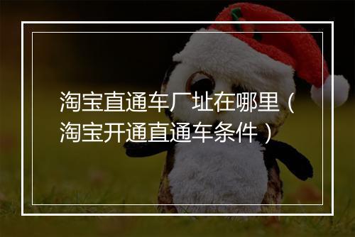 淘宝直通车厂址在哪里（淘宝开通直通车条件）