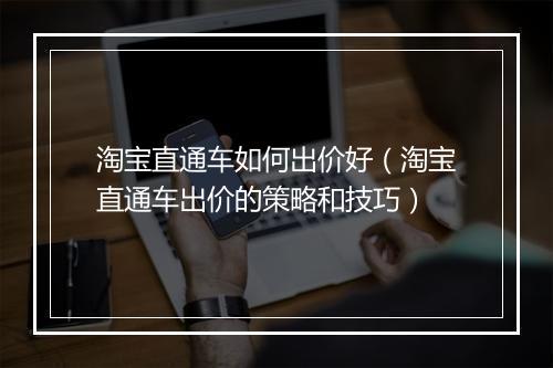 淘宝直通车如何出价好（淘宝直通车出价的策略和技巧）