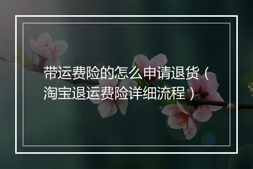 带运费险的怎么申请退货（淘宝退运费险详细流程）