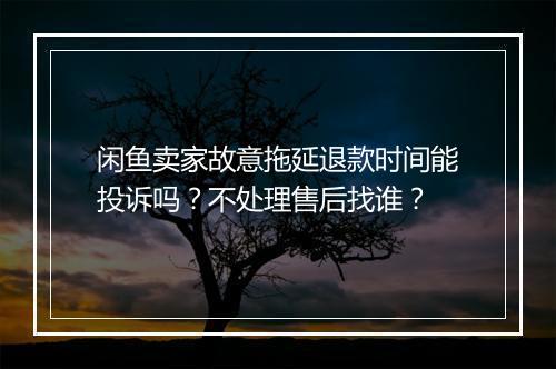 闲鱼卖家故意拖延退款时间能投诉吗？不处理售后找谁？