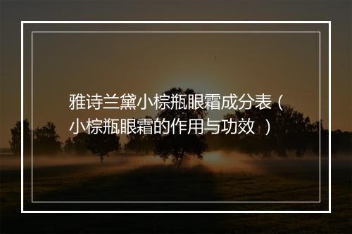 雅诗兰黛小棕瓶眼霜成分表（小棕瓶眼霜的作用与功效 ）