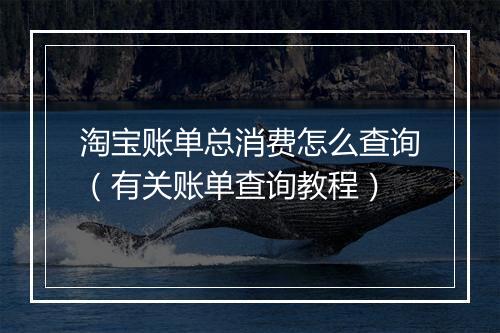 淘宝账单总消费怎么查询（有关账单查询教程）