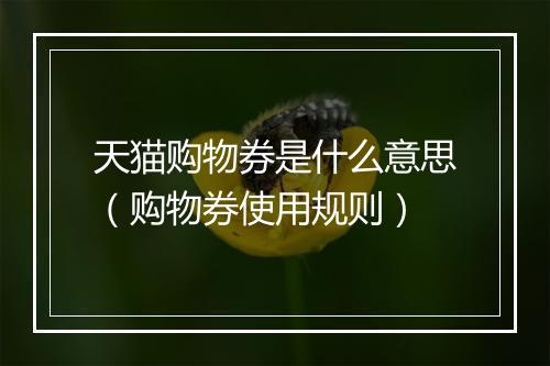 天猫购物券是什么意思（购物券使用规则）