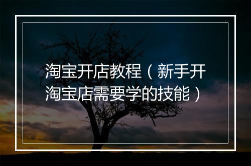 淘宝开店教程（新手开淘宝店需要学的技能）