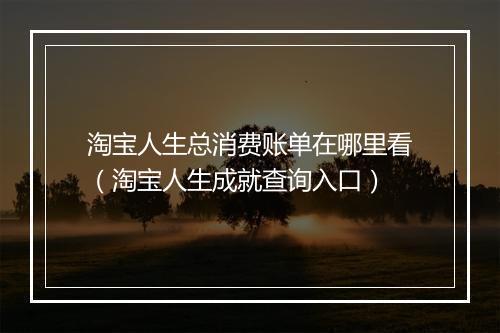 淘宝人生总消费账单在哪里看（淘宝人生成就查询入口）