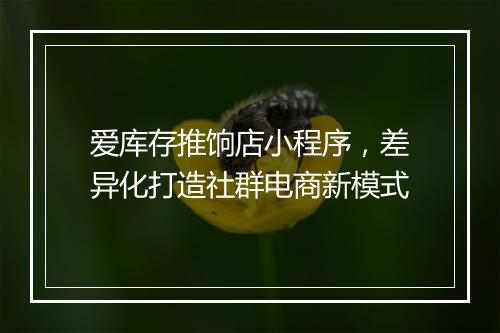 爱库存推饷店小程序，差异化打造社群电商新模式