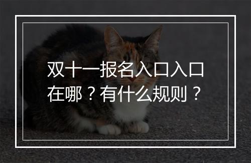 双十一报名入口入口在哪？有什么规则？