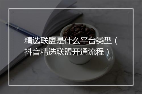 精选联盟是什么平台类型（抖音精选联盟开通流程）