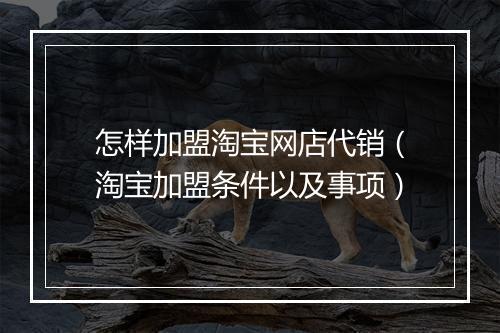 怎样加盟淘宝网店代销（淘宝加盟条件以及事项）