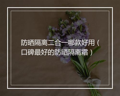 防晒隔离二合一哪款好用（口碑最好的防晒隔离霜）