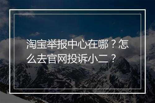 淘宝举报中心在哪？怎么去官网投诉小二？