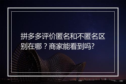 拼多多评价匿名和不匿名区别在哪？商家能看到吗?