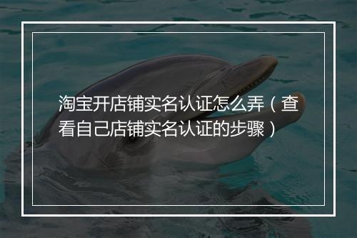 淘宝开店铺实名认证怎么弄（查看自己店铺实名认证的步骤）
