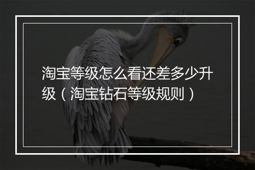 淘宝等级怎么看还差多少升级（淘宝钻石等级规则）