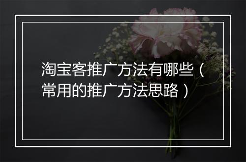淘宝客推广方法有哪些（常用的推广方法思路）
