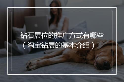 钻石展位的推广方式有哪些（淘宝钻展的基本介绍）