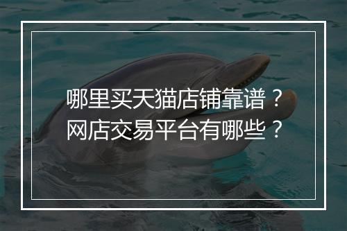 哪里买天猫店铺靠谱？网店交易平台有哪些？