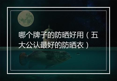 哪个牌子的防晒好用（五大公认最好的防晒衣）