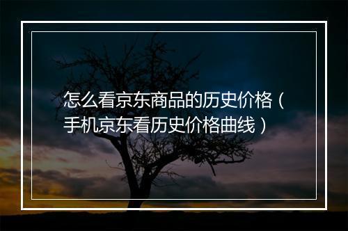 怎么看京东商品的历史价格（手机京东看历史价格曲线）