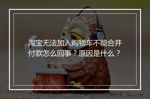 淘宝无法加入购物车不能合并付款怎么回事？原因是什么？