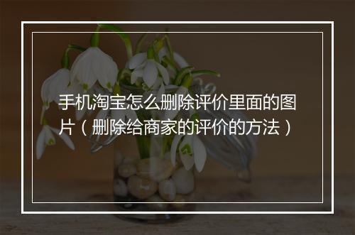 手机淘宝怎么删除评价里面的图片（删除给商家的评价的方法）