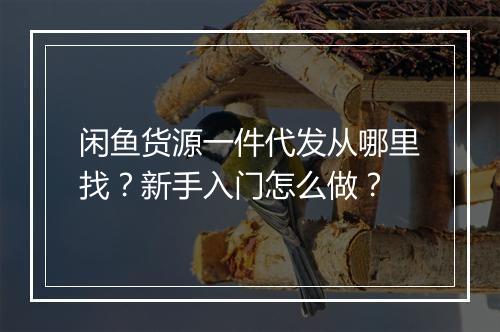 闲鱼货源一件代发从哪里找？新手入门怎么做？