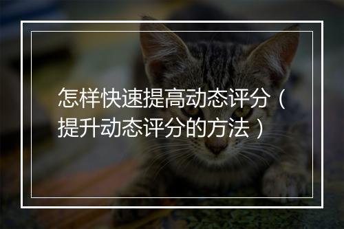怎样快速提高动态评分（提升动态评分的方法）